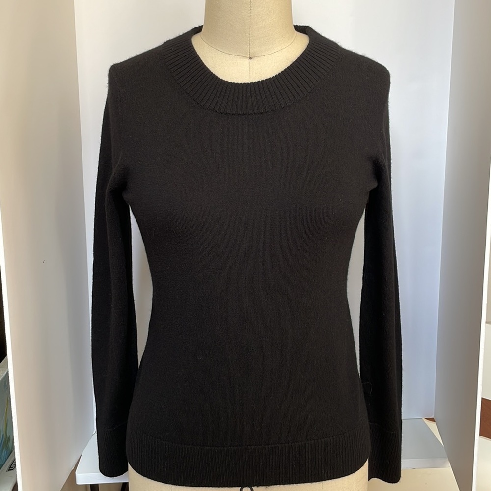 Banana Republic Extra Fine Merino Black Wool Sweater, Long Slv, Women Sz Small